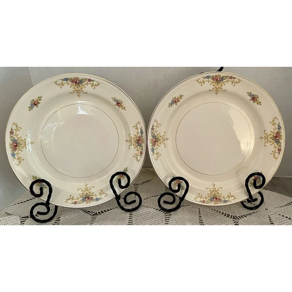 4 Vintage Homer Laughlin Eggshell Nautilus Rochelle 9” Dinner Plates